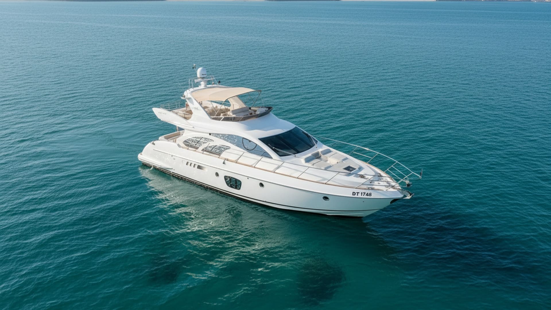 Aerial view of Sapphire Destiny 55 ft yacht in Dubai
