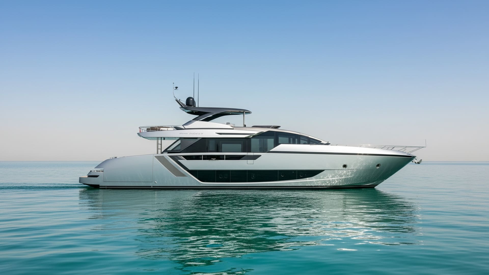 Stunning Crystal Adventurer 82 ft yacht exterior, premium Dubai charter