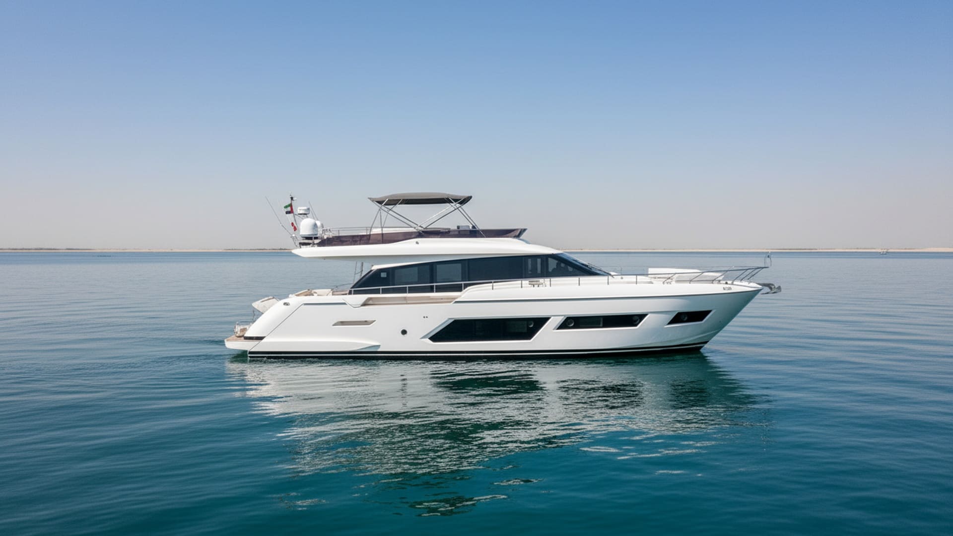 Sleek exterior of Mystic Ocean 67 ft premium yacht