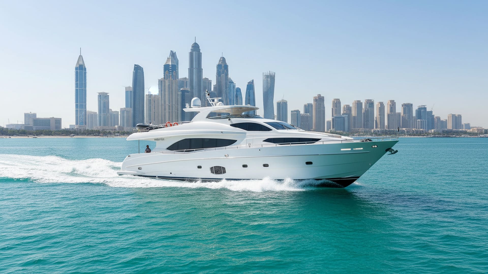 Horizon Oasis 101 ft luxury yacht docked in Dubai Marina