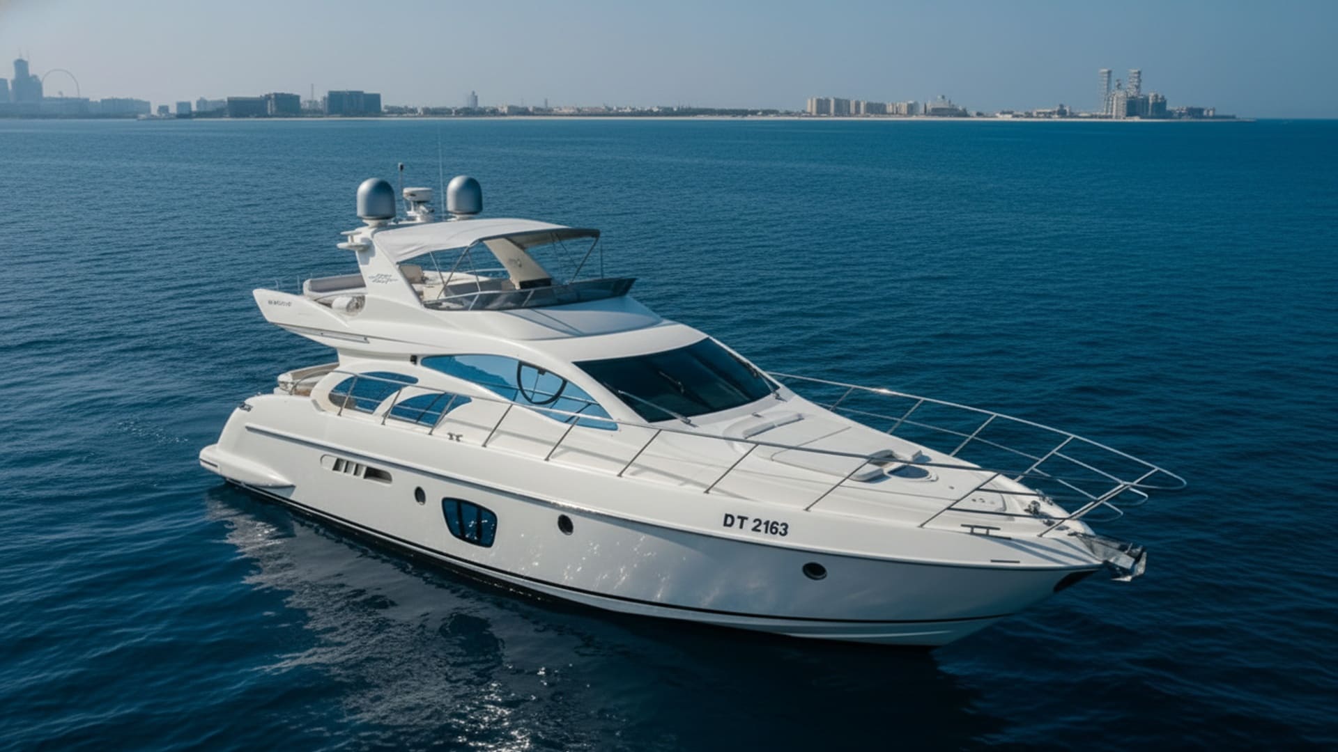 Sapphire Sanctuary 55 ft aerial view premium yacht rental