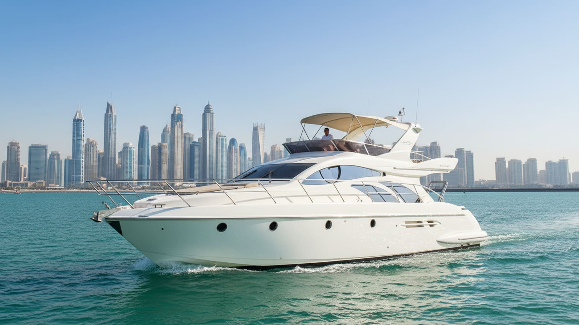 Royal Storm 50 ft luxury yacht exterior in Dubai Marina